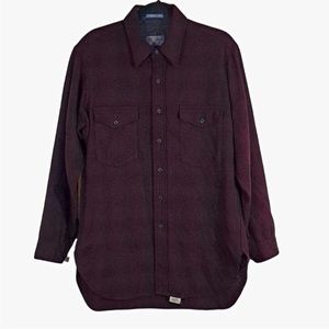 Pendleton Vintage black and red plaid wool shirt sz L